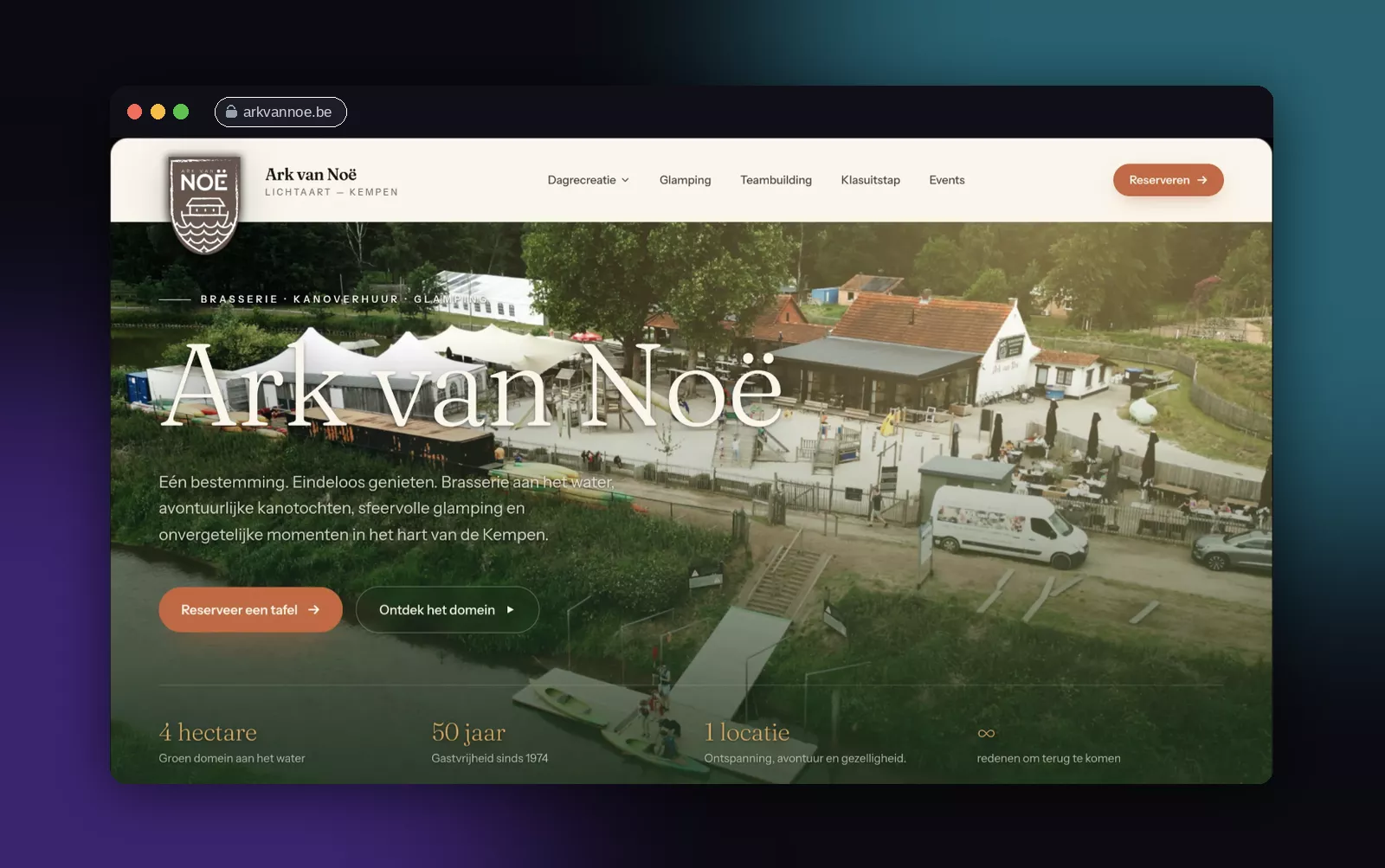 Screenshot van de nieuwe, conversiegerichte website van Ark van Noë (arkvannoe.be)